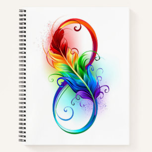 Infinity Symbol with Rainbow Feather Notebook