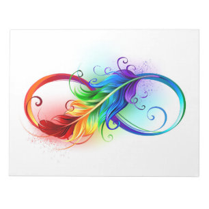 Infinity Symbol with Rainbow Feather Notepad
