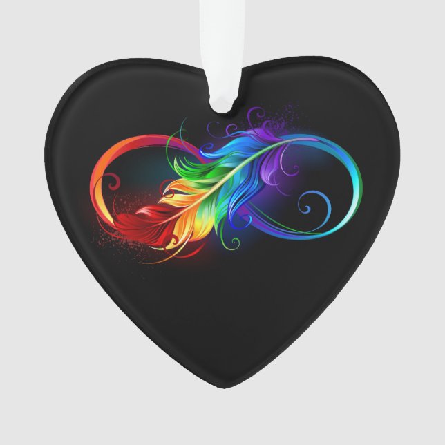 Infinity Symbol with Rainbow Feather Ornament (Front)