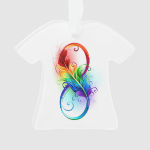 Infinity Symbol with Rainbow Feather Ornament