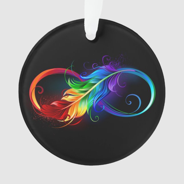 Infinity Symbol with Rainbow Feather Ornament (Front)