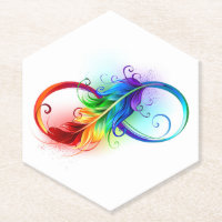 Infinity Symbol with Rainbow Feather