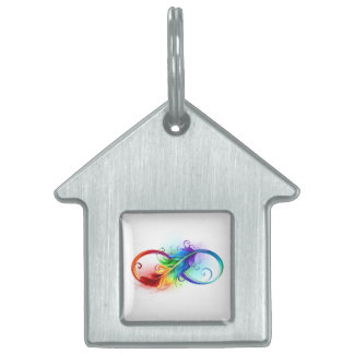Infinity Symbol with Rainbow Feather Pet ID Tag
