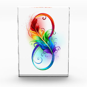 Infinity Symbol with Rainbow Feather Photo Block