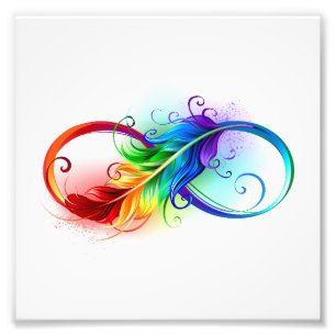 Infinity Symbol with Rainbow Feather Photo Print