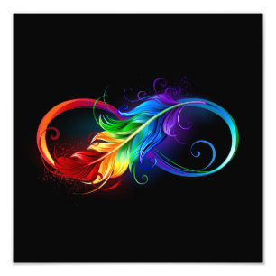 Infinity Symbol with Rainbow Feather Photo Print