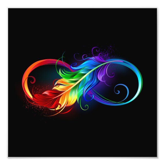 Infinity Symbol with Rainbow Feather Photo Print (Front)