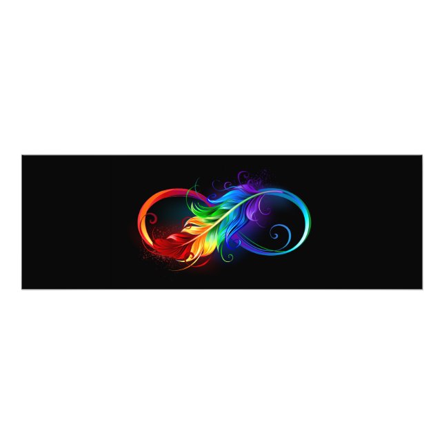 Infinity Symbol with Rainbow Feather Photo Print (Front)