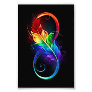 Infinity Symbol with Rainbow Feather Photo Print