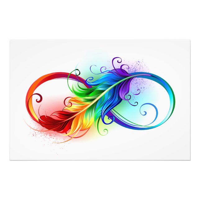 Infinity Symbol with Rainbow Feather Photo Print (Front)