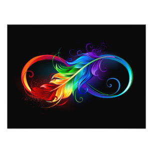 Infinity Symbol with Rainbow Feather Photo Print