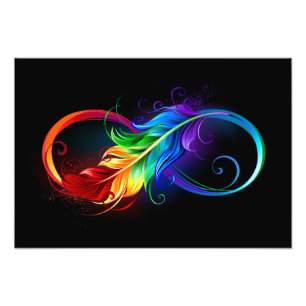 Infinity Symbol with Rainbow Feather Photo Print