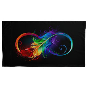 Infinity Symbol with Rainbow Feather Pillowcase
