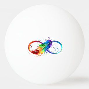 Infinity Symbol with Rainbow Feather Ping Pong Ball