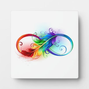 Infinity Symbol with Rainbow Feather Plaque