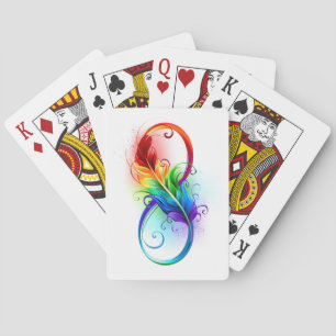 Infinity Symbol with Rainbow Feather Playing Cards