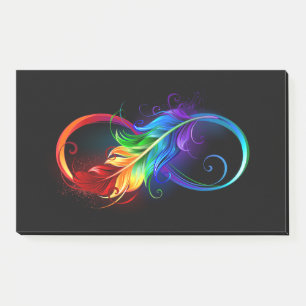 Infinity Symbol with Rainbow Feather Post-it Notes