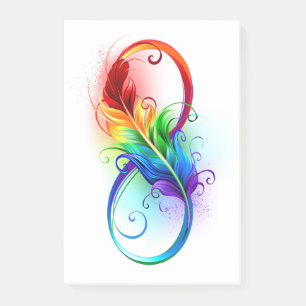 Infinity Symbol with Rainbow Feather Post-it Notes