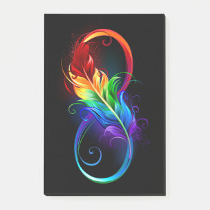 Infinity Symbol with Rainbow Feather Post-it Notes