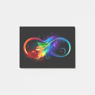 Infinity Symbol with Rainbow Feather Post-it Notes