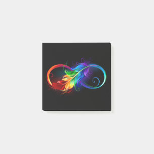 Infinity Symbol with Rainbow Feather Post-it Notes