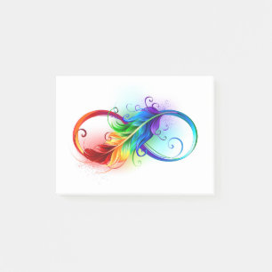 Infinity Symbol with Rainbow Feather Post-it Notes