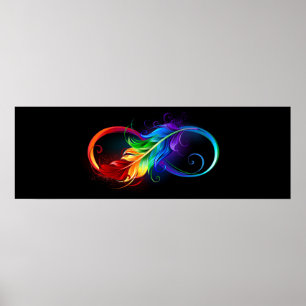 Infinity Symbol with Rainbow Feather Poster