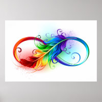 Infinity Symbol with Rainbow Feather