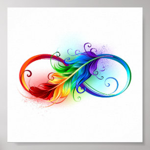 Infinity Symbol with Rainbow Feather Poster