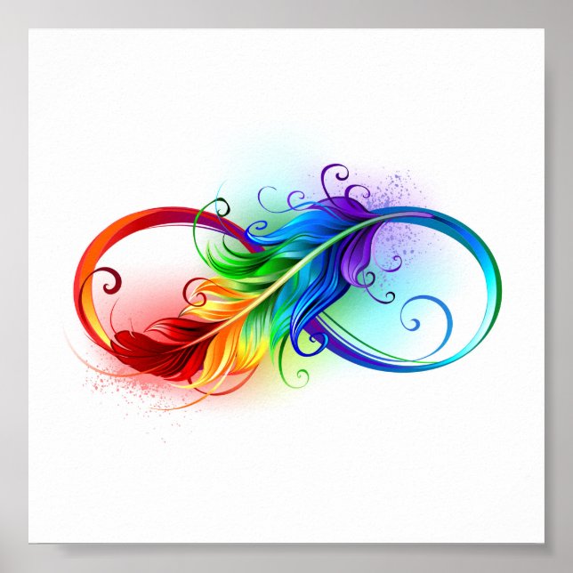 Infinity Symbol with Rainbow Feather Poster (Front)