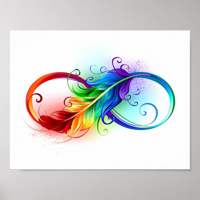 Infinity Symbol with Rainbow Feather Poster (Front)