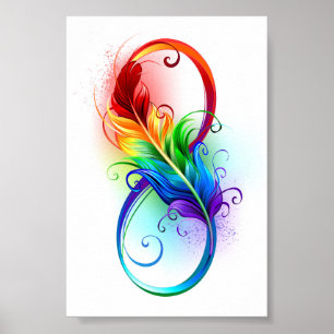 Infinity Symbol with Rainbow Feather Poster