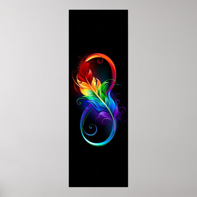 Infinity Symbol with Rainbow Feather Poster (Front)