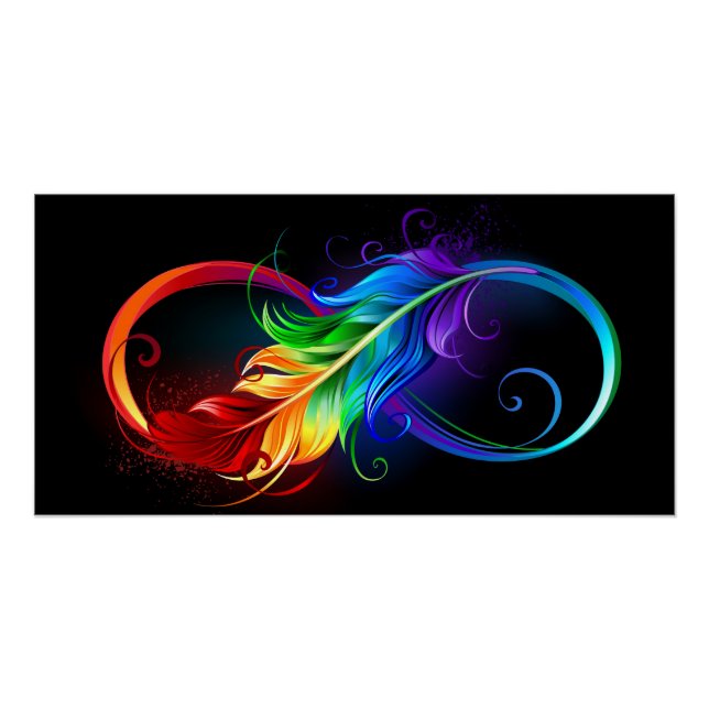 Infinity Symbol with Rainbow Feather Poster (Front)