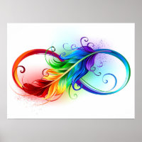 Infinity Symbol with Rainbow Feather