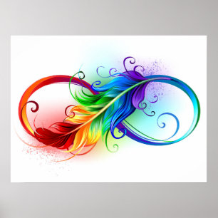 Infinity Symbol with Rainbow Feather Poster