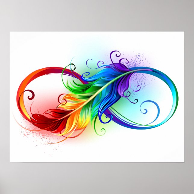 Infinity Symbol with Rainbow Feather Poster (Front)