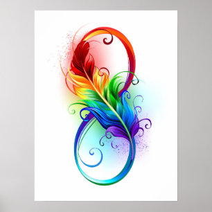 Infinity Symbol with Rainbow Feather Poster
