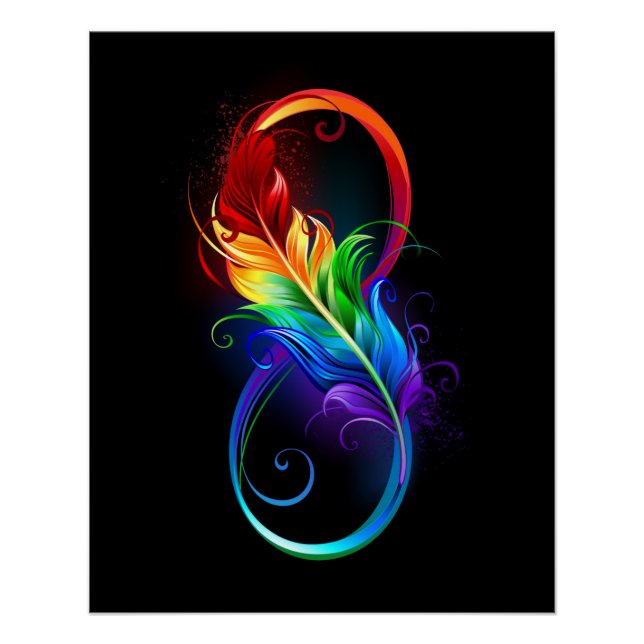 Infinity Symbol with Rainbow Feather Poster (Front)