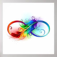 Infinity Symbol with Rainbow Feather