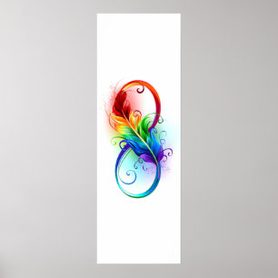 Infinity Symbol with Rainbow Feather Poster