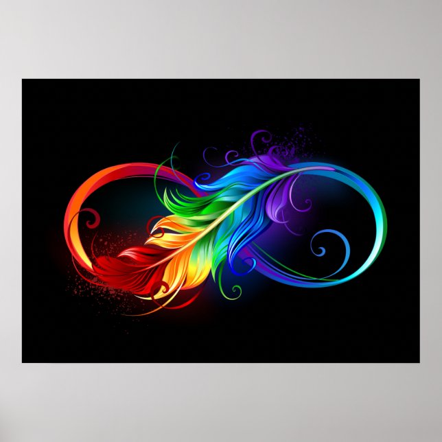 Infinity Symbol with Rainbow Feather Poster (Front)
