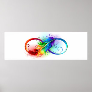 Infinity Symbol with Rainbow Feather Poster