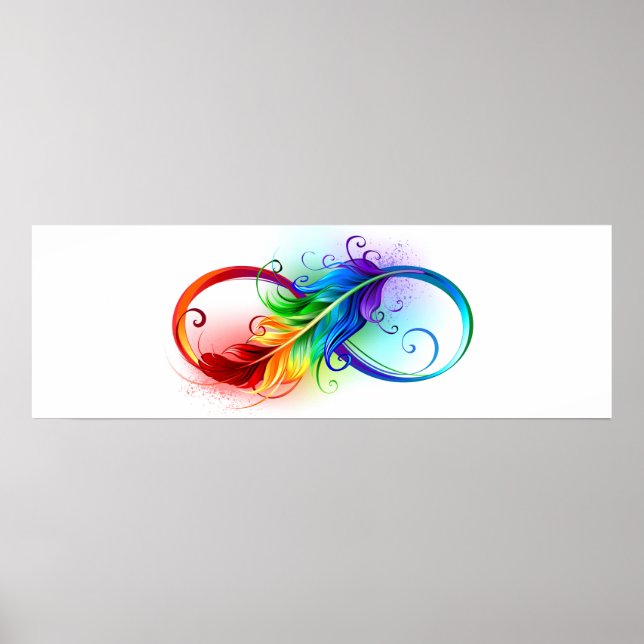 Infinity Symbol with Rainbow Feather Poster (Front)