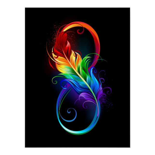Infinity Symbol with Rainbow Feather Poster (Front)