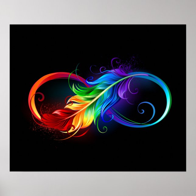 Infinity Symbol with Rainbow Feather Poster (Front)