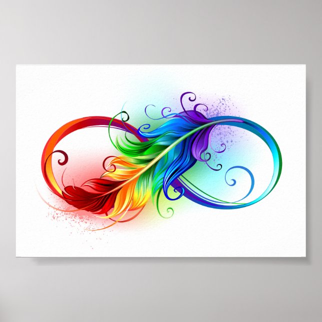 Infinity Symbol with Rainbow Feather Poster (Front)