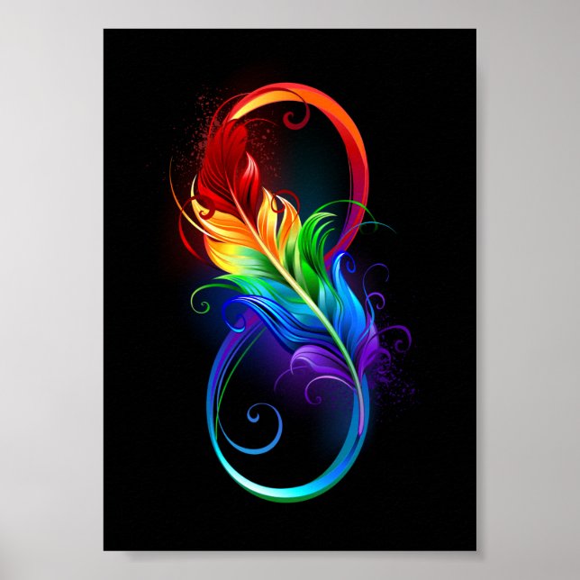 Infinity Symbol with Rainbow Feather Poster (Front)