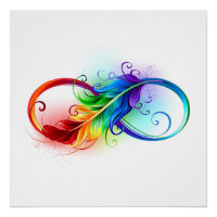 Infinity Symbol with Rainbow Feather