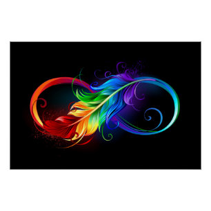 Infinity Symbol with Rainbow Feather Poster